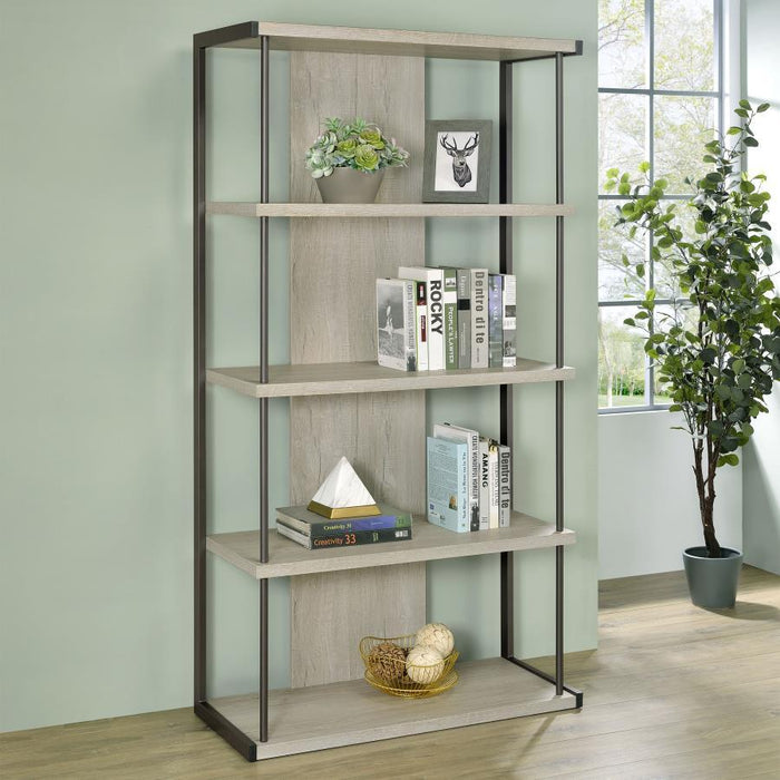 Loomis - 4-Shelf Bookcase - Whitewashed Gray - Wood Sacramento Furniture Store Furniture store in Sacramento