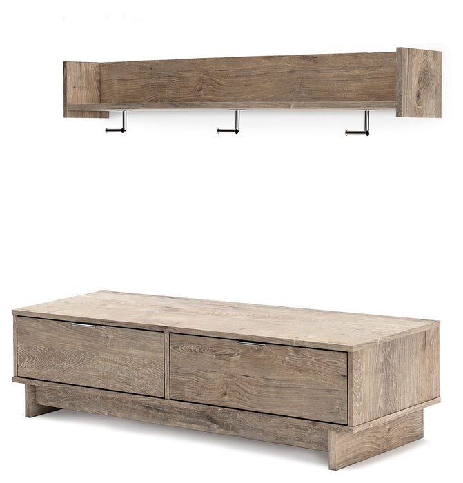 Oliah - Natural - Bench With Coat Rack Sacramento Furniture Store Furniture store in Sacramento