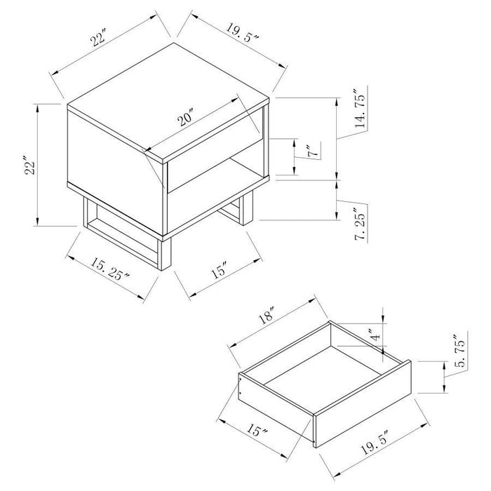 Atchison - 1-Drawer End Table - High Glossy White Sacramento Furniture Store Furniture store in Sacramento