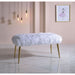 Bagley II - Bench - White Faux Fur & Gold - 20" Sacramento Furniture Store Furniture store in Sacramento