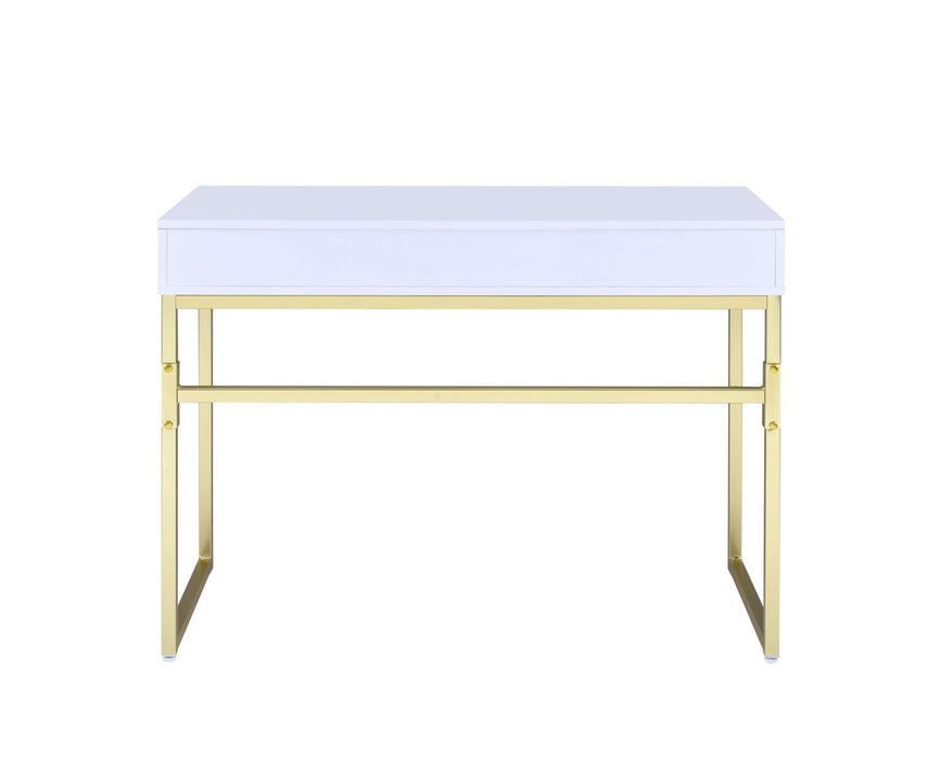 Coleen - Vanity Desk - White & Brass Finish Sacramento Furniture Store Furniture store in Sacramento