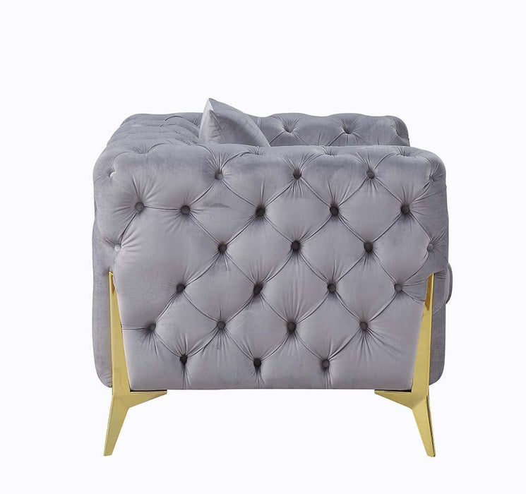 Jelanea - Chair - Gray Velvet & Gold Finish Sacramento Furniture Store Furniture store in Sacramento