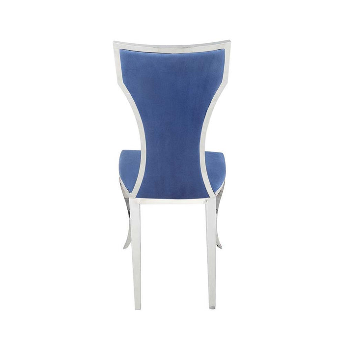 Azriel - Side Chair (Set of 2) - Blue Velvet & Mirroed Silver Finish Sacramento Furniture Store Furniture store in Sacramento