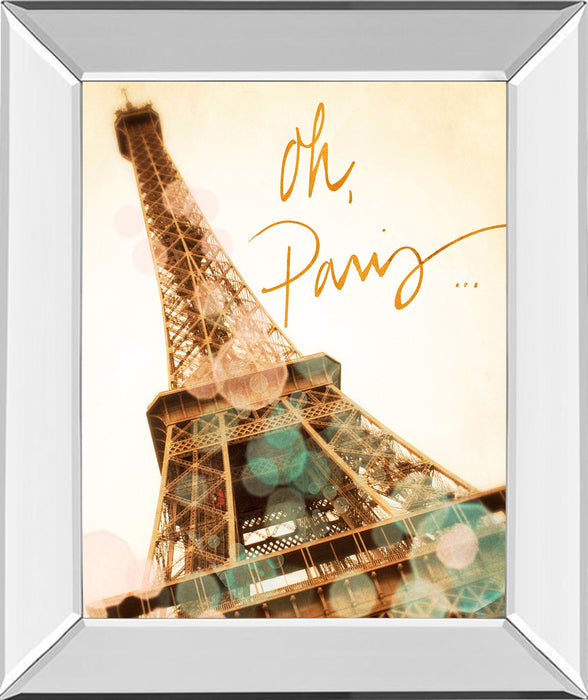 Oh Paris By Emily Navas - Mirror Framed Print Wall Art - Beige