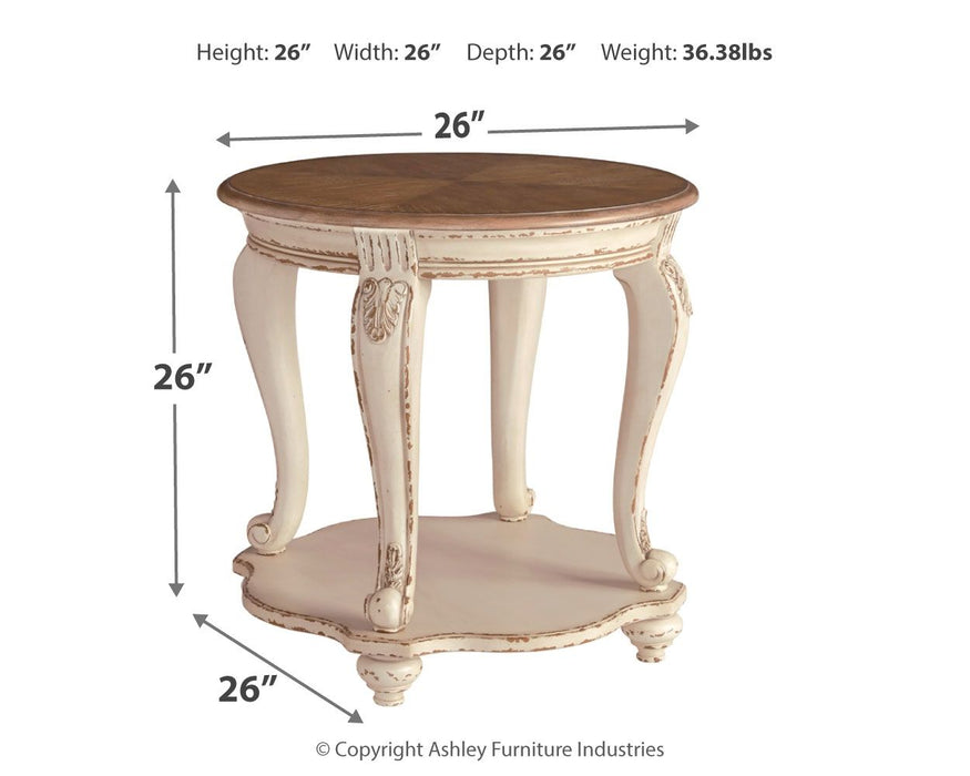 Realyn - White / Brown - Round End Table Sacramento Furniture Store Furniture store in Sacramento