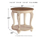 Realyn - White / Brown - Round End Table Sacramento Furniture Store Furniture store in Sacramento