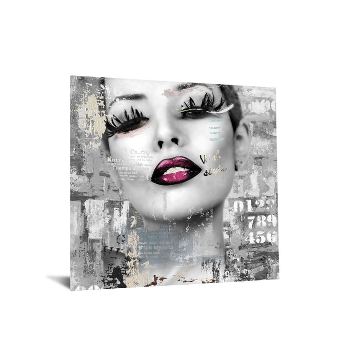 Temp Glass With Foil - Lashes And Lips - Pearl Silver