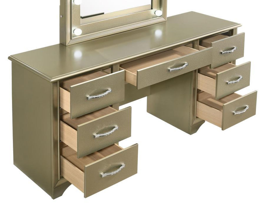 Beaumont - 7-Drawer Vanity Desk With Lighting Mirror - Champagne Sacramento Furniture Store Furniture store in Sacramento