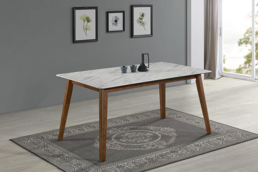 Everett - Faux Marble Top Dining Table - Natural Walnut And White Sacramento Furniture Store Furniture store in Sacramento
