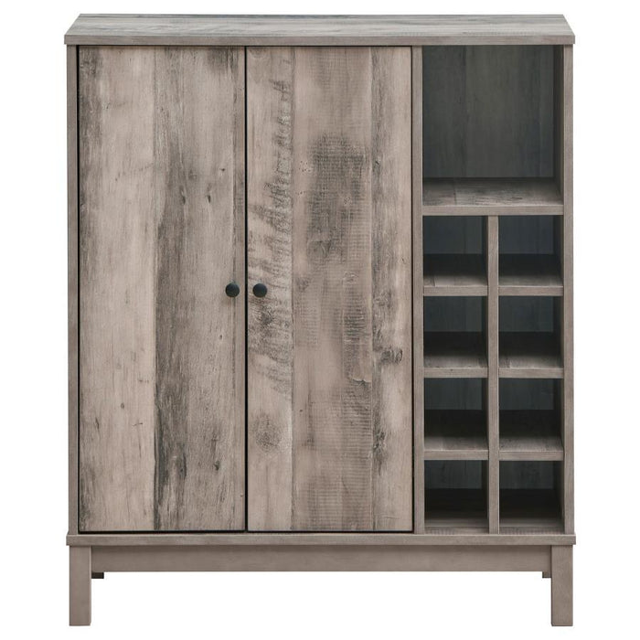 Cheyenne - 2-Door Wine Cabinet With Stemware Rack - Weathered Acacia Sacramento Furniture Store Furniture store in Sacramento