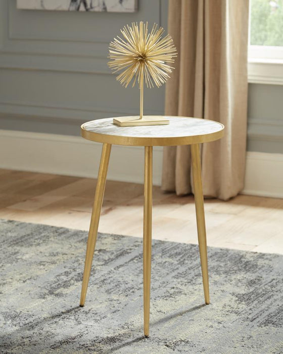 Acheson - Round Accent Table - White And Gold Sacramento Furniture Store Furniture store in Sacramento