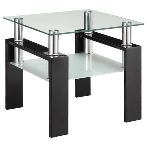 Dyer - Tempered Glass End Table With Shelf - Black Sacramento Furniture Store Furniture store in Sacramento