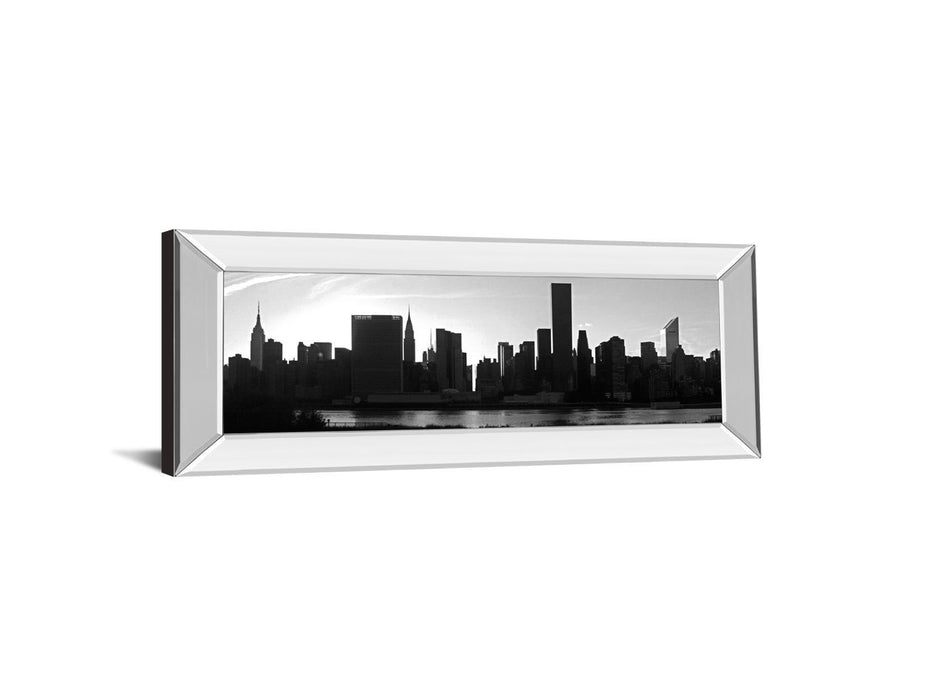 Panorama Of NYC VI By Jeff Pica - Mirror Framed Print Wall Art - Black