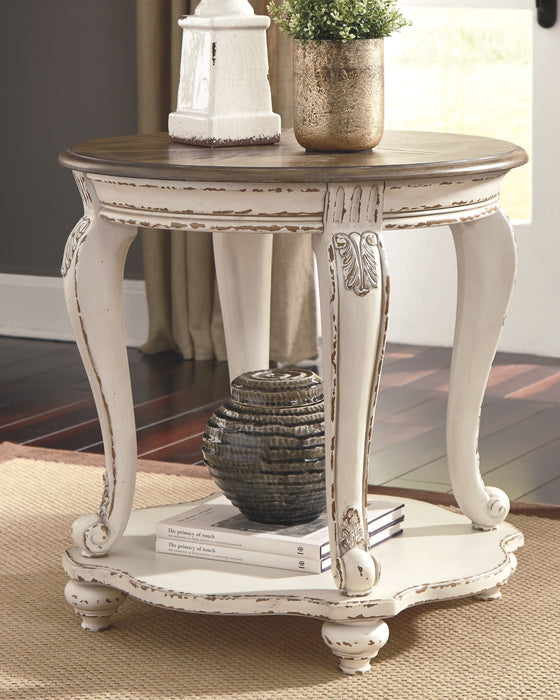 Realyn - White / Brown - Round End Table Sacramento Furniture Store Furniture store in Sacramento