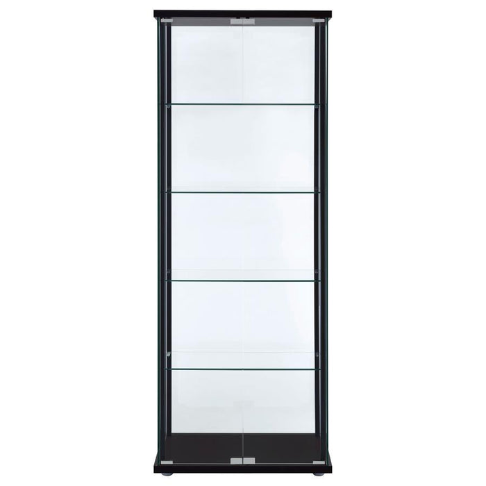 Delphinium - 5-Shelf Glass Curio Cabinet - Black And Clear Sacramento Furniture Store Furniture store in Sacramento