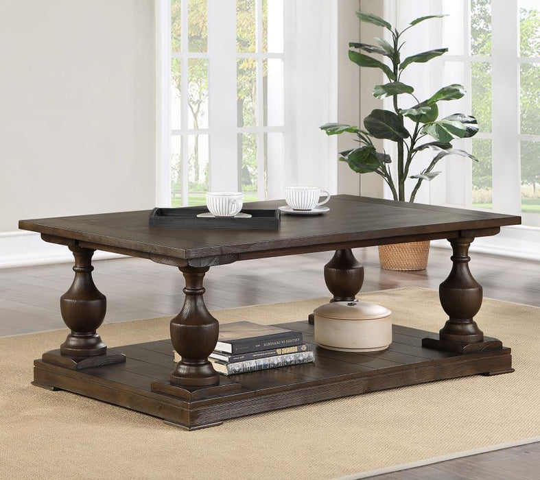 Walden - Rectangular Coffee Table With Turned Legs And Floor Shelf - Coffee Sacramento Furniture Store Furniture store in Sacramento