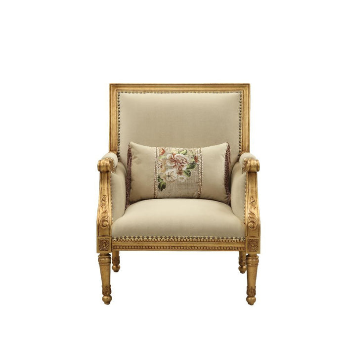 Daesha - Accent Chair - Tan Flannel & Antique Gold