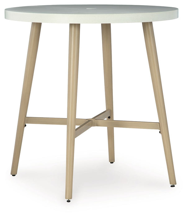 Seton Creek - Beige - Round Bar Table With Umbrella Option