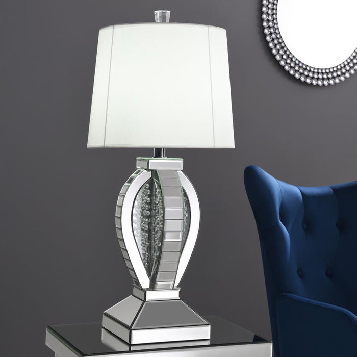 Klein - Table Lamp With Drum Shade - White And Mirror