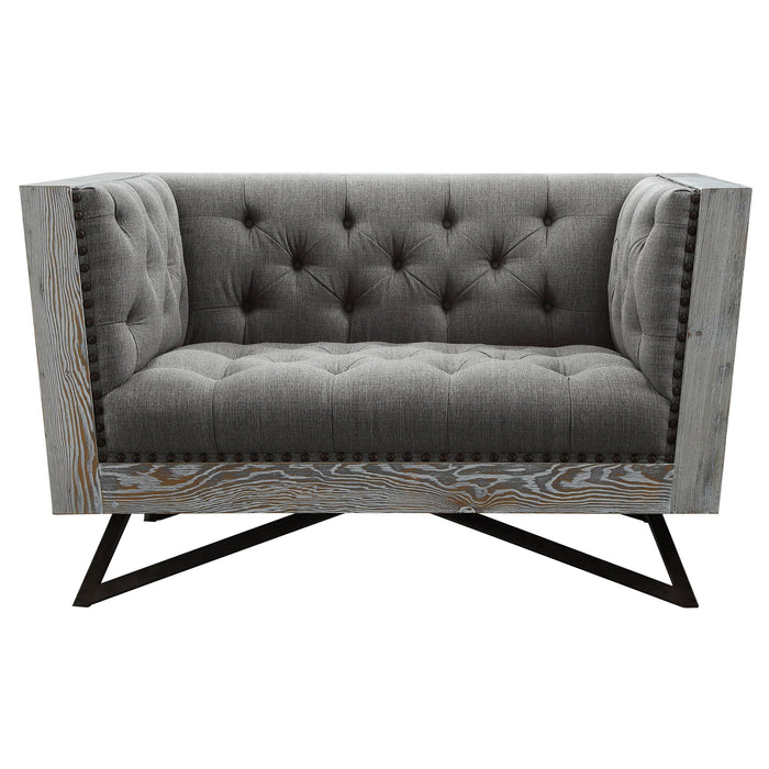 Regis - Contemporary Chair With Metal Legs And Nailhead Accents - Gray / Antique Brown