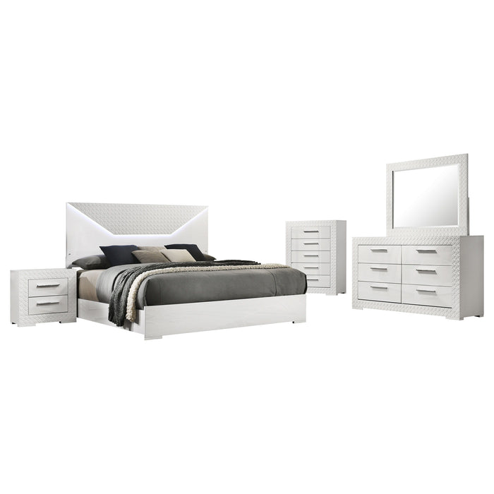 Ives - 5-Piece Queen Bedroom Set - White High Gloss