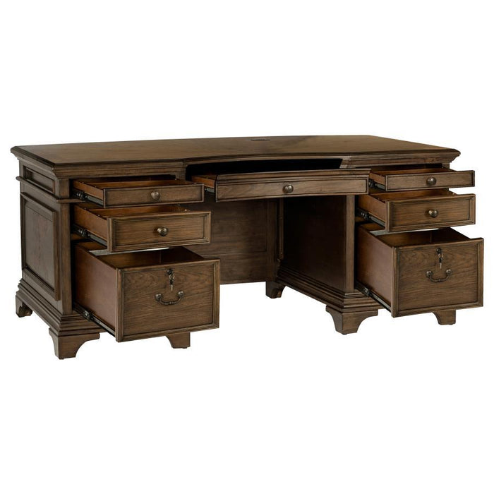 Hartshill - Executive Desk With File Cabinets - Burnished Oak Sacramento Furniture Store Furniture store in Sacramento