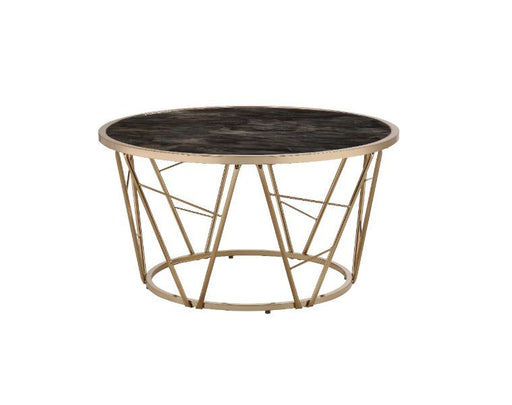 Cicatrix - Coffee Table - Faux Black Marble Glass & Champagne Finish Sacramento Furniture Store Furniture store in Sacramento