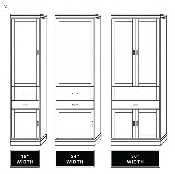 Murphy Bed Side Cabinet with Adjustable Shelves, Full Extension Drawer & Pull-Out Nightstand – Made in USA