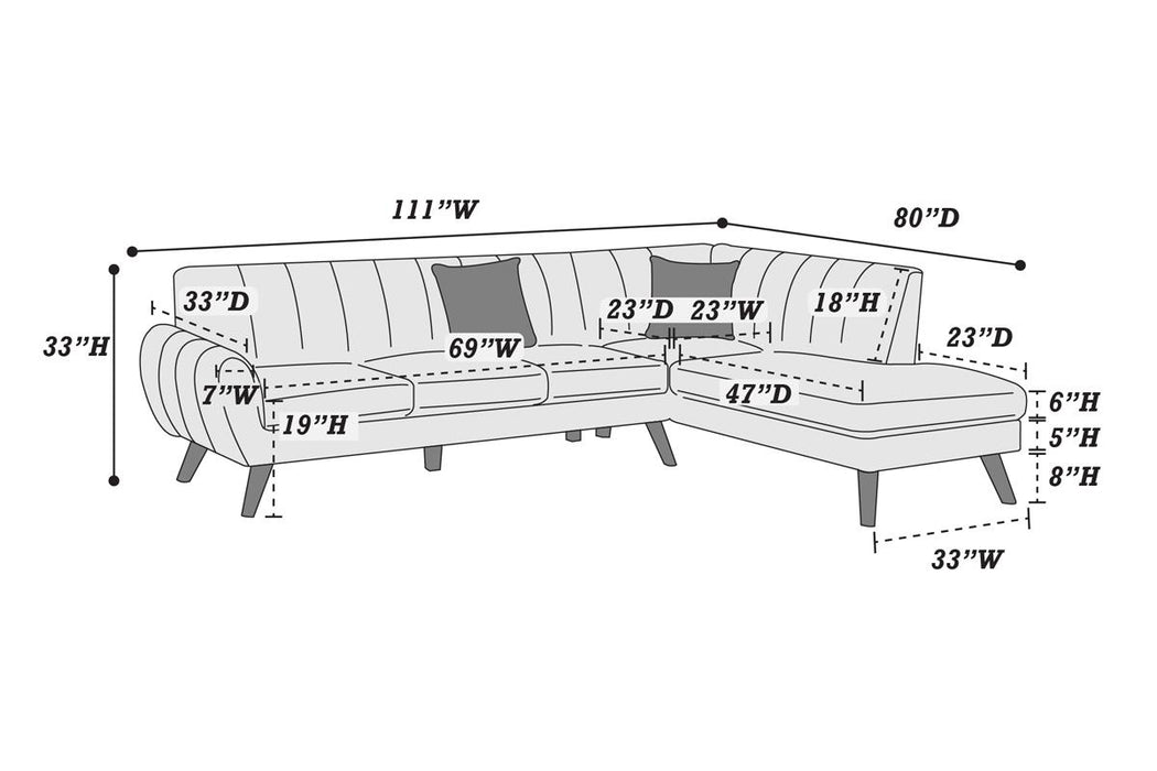 2-Piece Sectional Set W/ 2 Accent Pillows