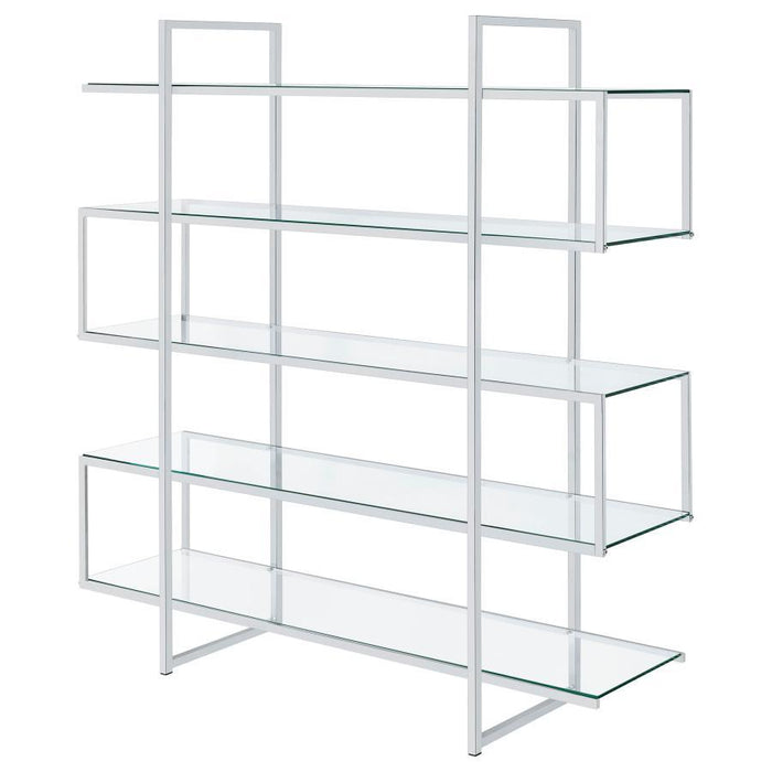 Elmer - 5-Shelf Bookcase - Chrome And Clear Sacramento Furniture Store Furniture store in Sacramento