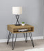 Fanning - Square End Table With Open Compartment - Golden Oak And Black Sacramento Furniture Store Furniture store in Sacramento