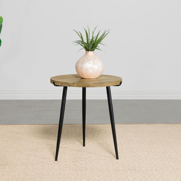 Pilar - Round Solid Wood Top End Table - Natural And Black Sacramento Furniture Store Furniture store in Sacramento