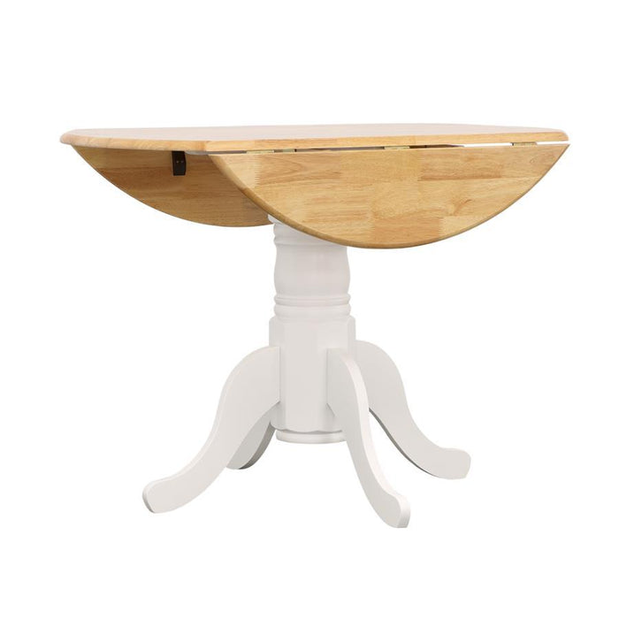 Allison - Drop Leaf Round Dining Table - Natural Brown And White Sacramento Furniture Store Furniture store in Sacramento