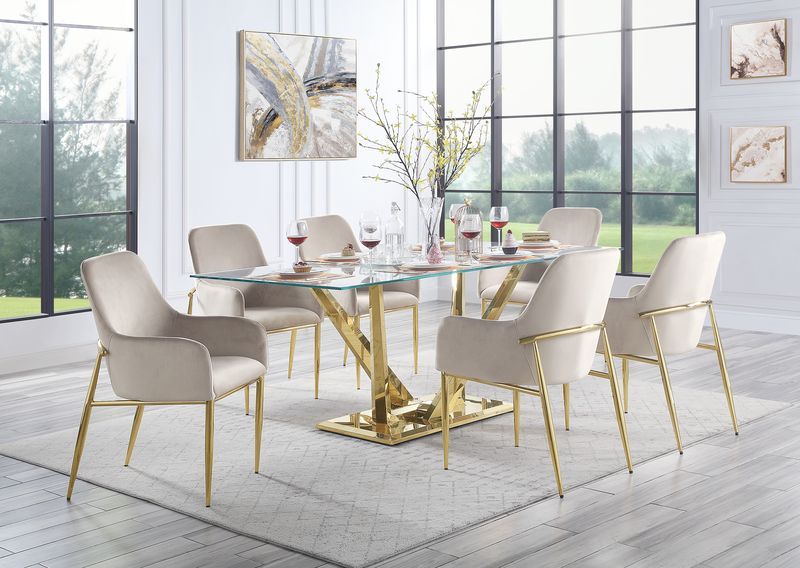 Barnard - Dining Table - Clear Glass & Mirrored Gold Finish Sacramento Furniture Store Furniture store in Sacramento