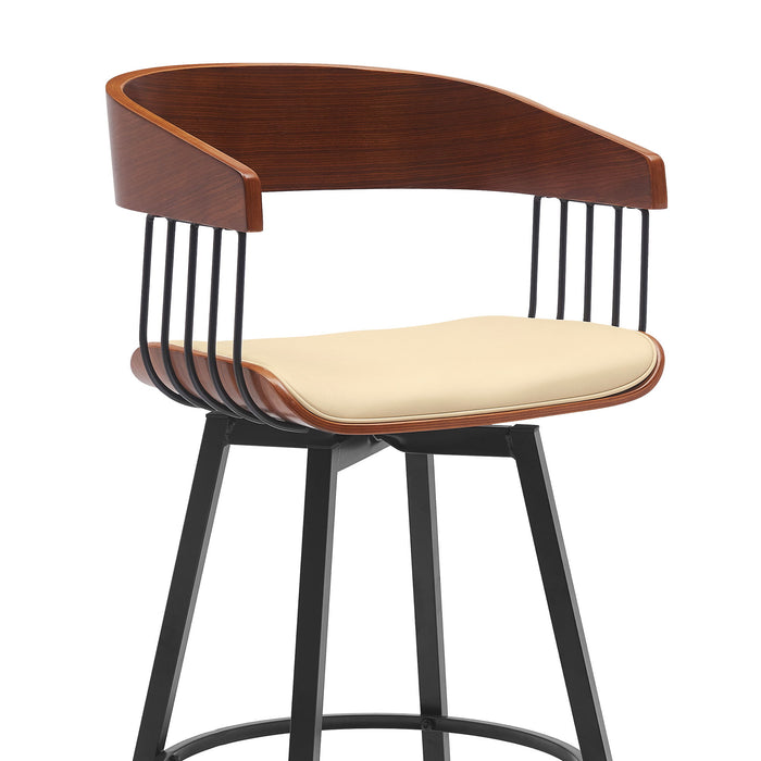 Athena - Swivel Walnut Metal Stool