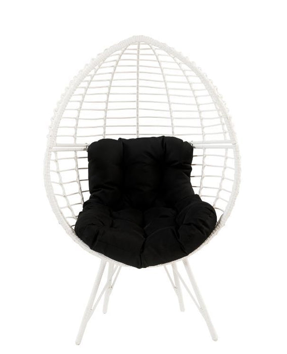 Galzed - Patio Lounge Chair - Black Fabric & White Wicker Sacramento Furniture Store Furniture store in Sacramento
