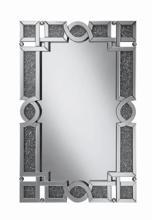 Jackie - Interlocking Wall Mirror With Iridescent Panels And Beads - Silver Sacramento Furniture Store Furniture store in Sacramento