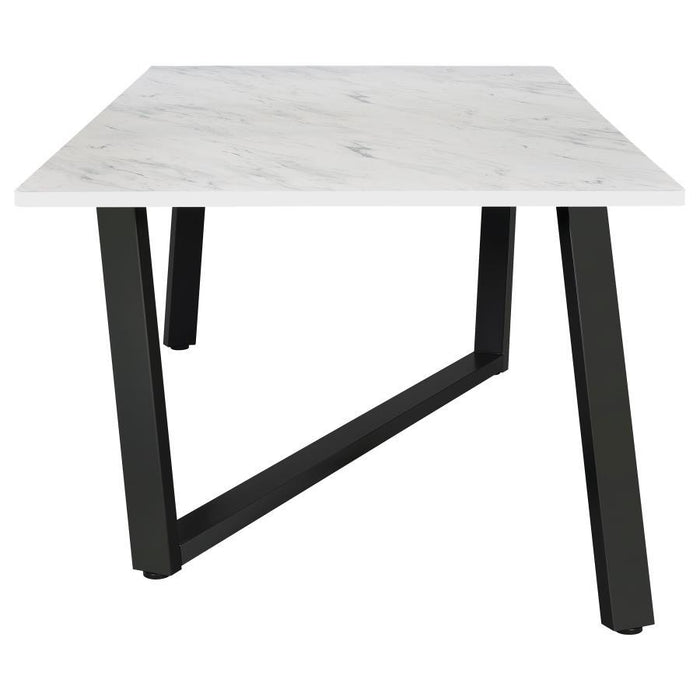 Mayer - Rectangular Dining Table Faux Marble - White And Gunmetal Sacramento Furniture Store Furniture store in Sacramento