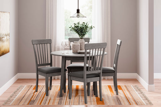 Shullden - Gray - 5 Pc. - Drop Leaf Table, 4 Side Chairs Sacramento Furniture Store Furniture store in Sacramento