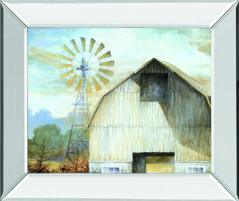 Barn Country By White Ladder - Mirror Framed Print Wall Art - Beige