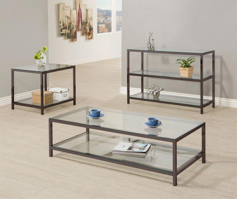 Trini - End Table With Glass Shelf - Black Nickel Sacramento Furniture Store Furniture store in Sacramento