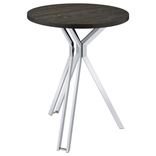 Edgerton - Round Wood Top Bar Table - Dark Oak And Chrome Sacramento Furniture Store Furniture store in Sacramento