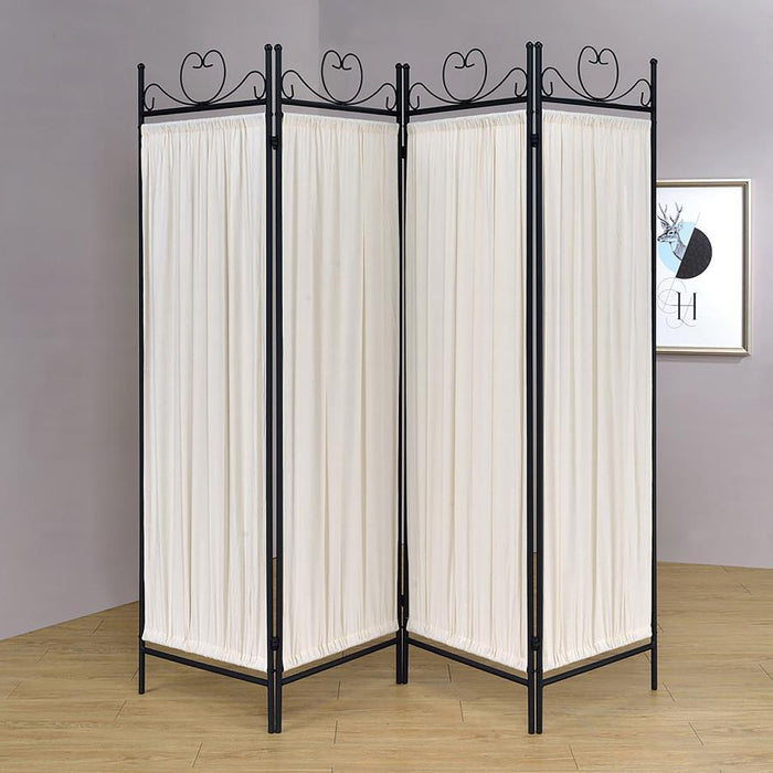 Dove - 4-Panel Folding Screen - Beige And Black Sacramento Furniture Store Furniture store in Sacramento