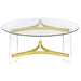 Janessa - Round Glass Top Coffee Table With Acrylic Legs - Clear And Matte Brass Sacramento Furniture Store Furniture store in Sacramento