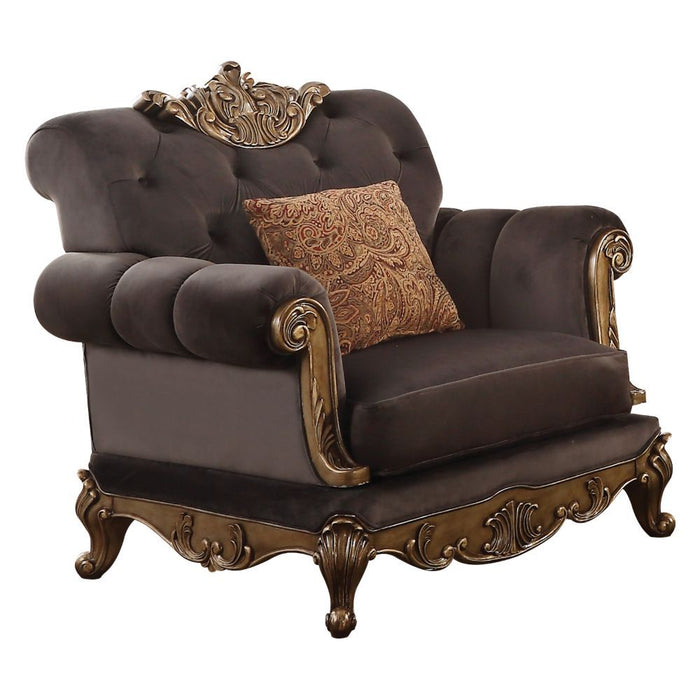 Orianne - Chair - Charcoal Fabric & Antique Gold Sacramento Furniture Store Furniture store in Sacramento