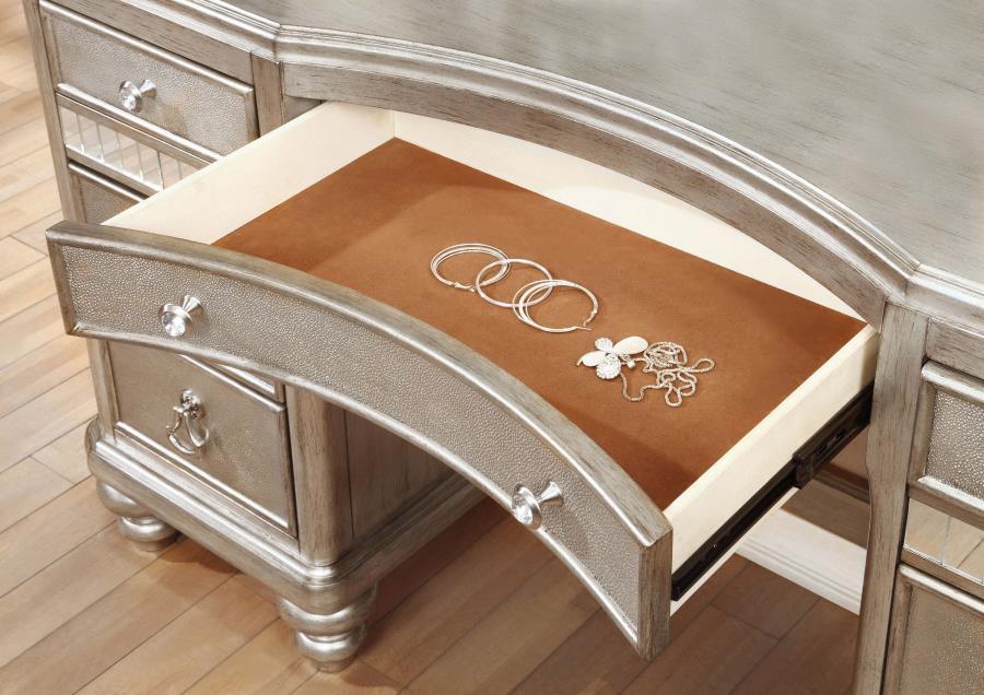 Bling Game - 9-Drawer Vanity Desk - Metallic Platinum Sacramento Furniture Store Furniture store in Sacramento