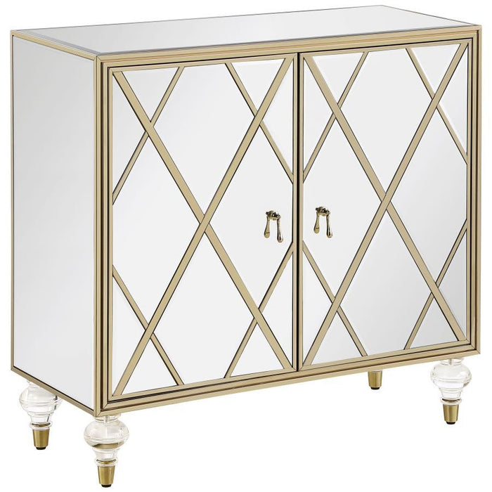 Astilbe - 2-Door Accent Cabinet - Mirror And Champagne Sacramento Furniture Store Furniture store in Sacramento