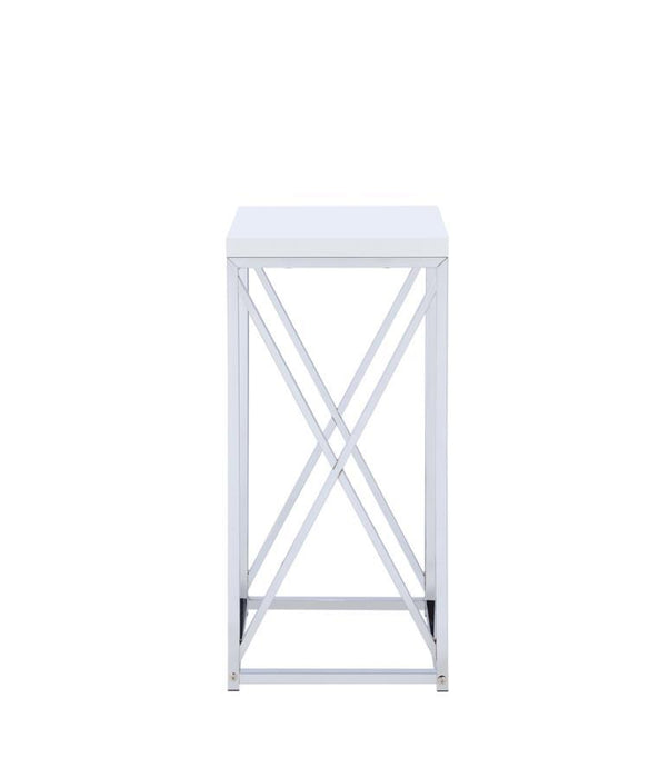 Edmund - Accent Table With X-Cross - Glossy White And Chrome Sacramento Furniture Store Furniture store in Sacramento