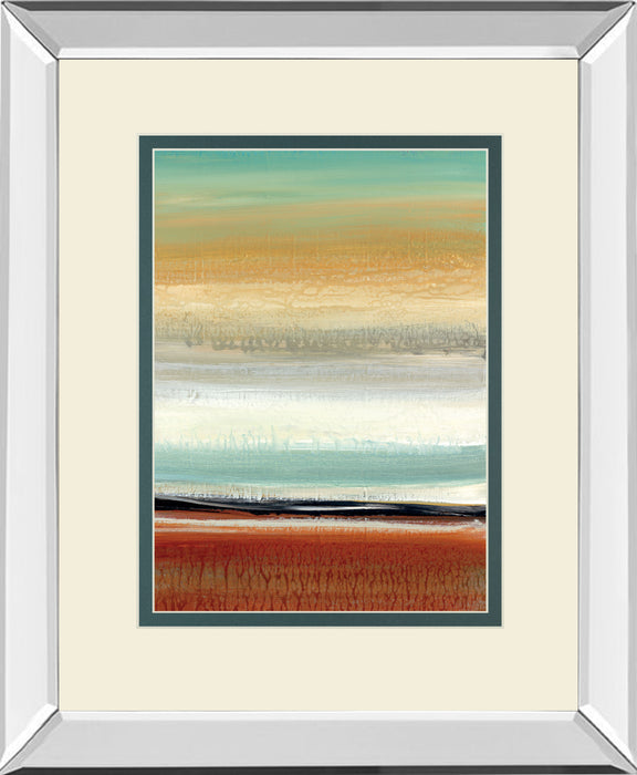 Horizon Lines II By Tesla Mirrored Frame - Light Brown