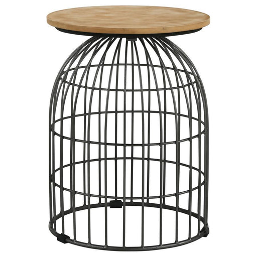 Bernardo - Round Accent Table With Bird Cage Base - Natural And Gunmetal Sacramento Furniture Store Furniture store in Sacramento